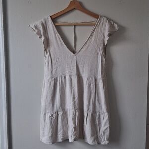 Abercrombie & Fitch Cream Short Dress Viscose & Linen Mix